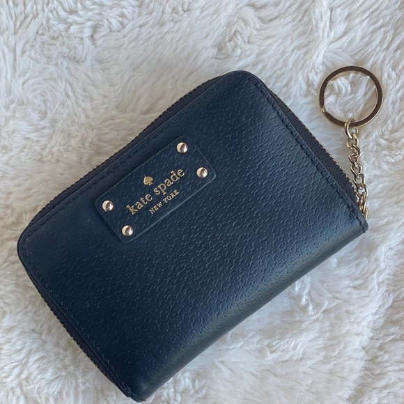 Authentic Black Kate Spade Small Zip Around Card Case Wallet - Picture 1 of 5